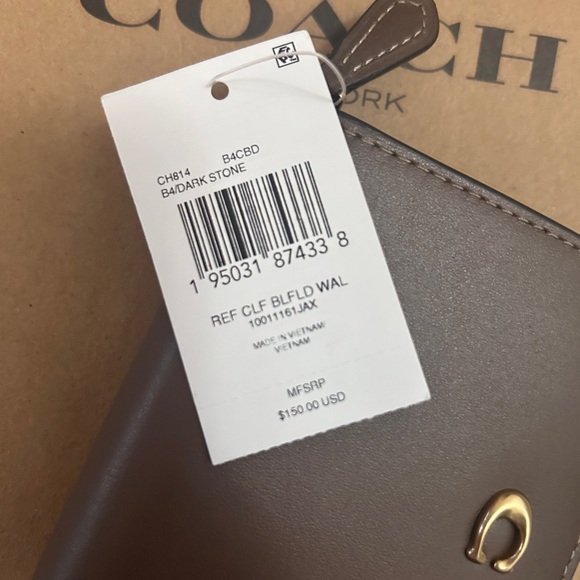 NWT!! Coach Women Bilfold Wallet in Dark Stone Great Gift Idea - Picture 5 of 5